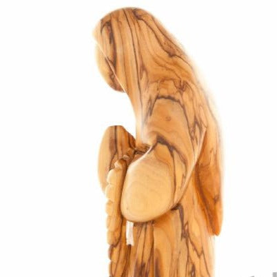 Olive wood rosary hand made in Bethlehem Holy Land, 9.1 inch back view of the olive wood sculpture