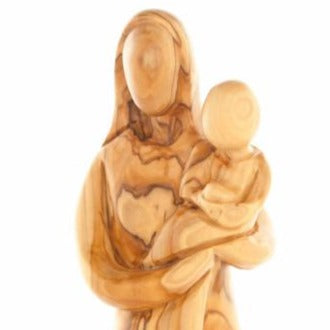 Olive Wood Virgin Mary with the Child Jesus Presented (Abstract) - Statuettes - Bethlehem Handicrafts