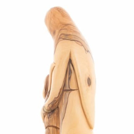Olive Wood Virgin Mary Hugging Her Son Statue (Abstract) - Statuettes - Bethlehem Handicrafts