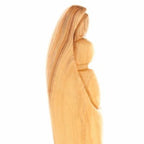 Virgin Mary olive wood statue from Bethlehem hand carved, 9.1 inch close detail of the hand carved work