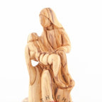Pieta statue hand carved from Bethlehem olive wood, 6.3 inch detail of the carved figure