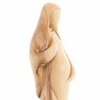 Our Lady olive wood statue from Bethlehem hand carved, 11 inch close detail of the hand carved work
