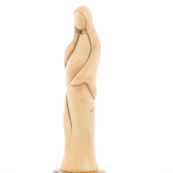 Our Lady olive wood statue from Bethlehem hand carved, 11 inch detail of the carved figure