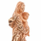 Virgin Mary olive wood statue from Bethlehem hand carved, 14.25 inch detail of the carved figure