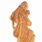 Virgin Mary olive wood statue from Bethlehem hand carved, 11.4 inch detail of the carved figure