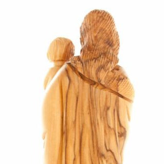 Virgin Mary olive wood statue from Bethlehem hand carved, 10 inch detail of the carved figure
