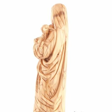 Olive Wood Virgin Mary With Child and Lamb - Statuettes - Bethlehem Handicrafts