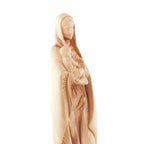 Virgin Mary olive wood statue from Bethlehem hand carved, 15 inch close detail of the hand carved work