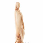 Virgin Mary olive wood statue from Bethlehem hand carved, 15 inch back view of the olive wood sculpture