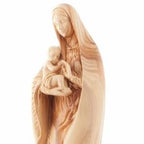 Virgin Mary olive wood statue from Bethlehem hand carved, 15 inch scale reference view