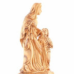 Virgin Mary olive wood statue from Bethlehem hand carved, 9.8 inch close detail of the hand carved work