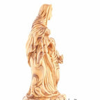 Virgin Mary olive wood statue from Bethlehem hand carved, 9.8 inch back view of the olive wood sculpture