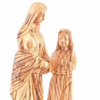 Olive Wood Virgin Mary with Young Jesus Christ Statue - Statuettes - Bethlehem Handicrafts