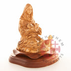 Virgin Mary olive wood statue from Bethlehem hand carved, 8.1 inch detail of the carved figure