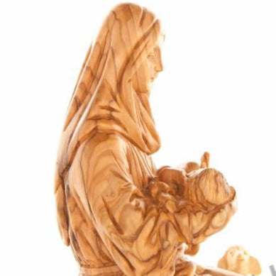 Virgin Mary olive wood statue from Bethlehem hand carved, 8.1 inch scale reference view