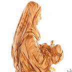 Virgin Mary olive wood statue from Bethlehem hand carved, 8.1 inch top angle showing detail of the craftsmanship