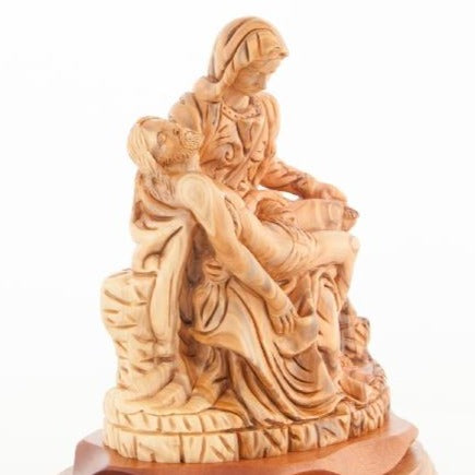 Holy Land Olive Wood Pieta Statue - Statuettes - Bethlehem Handicrafts