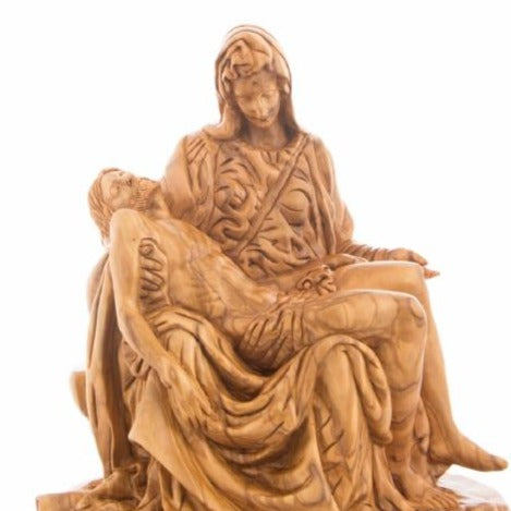 Hand Carved Olive Wood Pieta Statue - Statuettes - Bethlehem Handicrafts