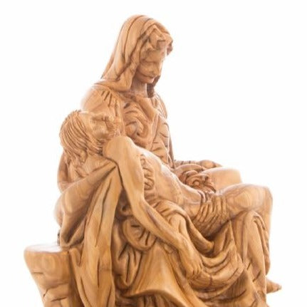 Hand Carved Olive Wood Pieta Statue - Statuettes - Bethlehem Handicrafts