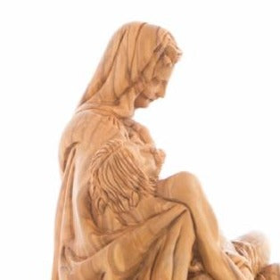 Hand Carved Olive Wood Pieta Statue - Statuettes - Bethlehem Handicrafts