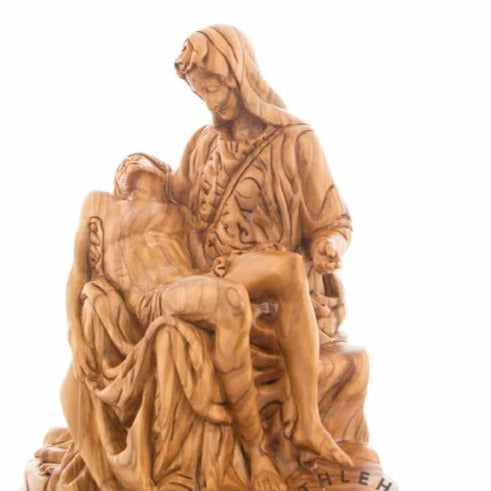 Hand Carved Olive Wood Pieta Statue - Statuettes - Bethlehem Handicrafts