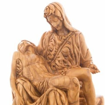 Hand Carved Olive Wood Pieta Statue - Statuettes - Bethlehem Handicrafts