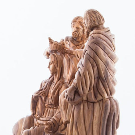 Coronation of Virgin Mary, Carved Wooden Masterpiece 11.5"