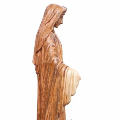Olive Wood Our Lady of the Grace Statue - Statuettes - Bethlehem Handicrafts