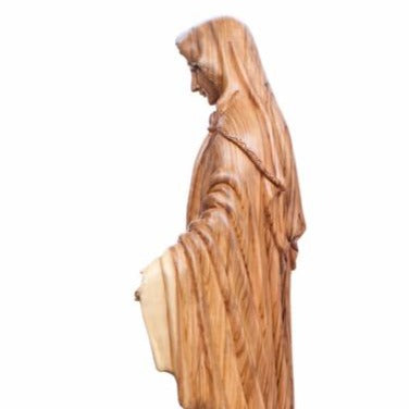 Olive Wood Our Lady of the Grace Statue - Statuettes - Bethlehem Handicrafts