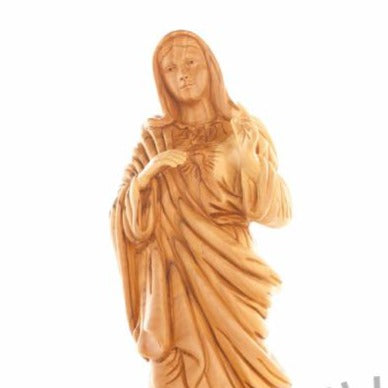 Olive Wood Immaculate Heart of Mary Statue - Statuettes - Bethlehem Handicrafts