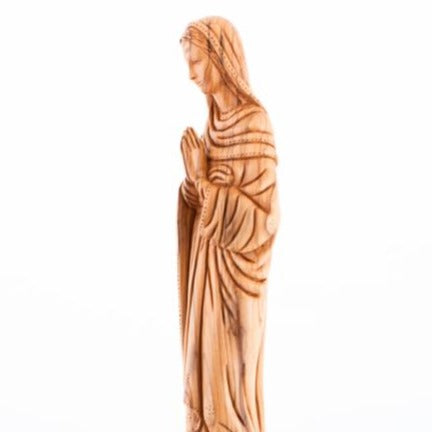 Hand Carved Olive Wood Praying Virgin Mary - Statuettes - Bethlehem Handicrafts
