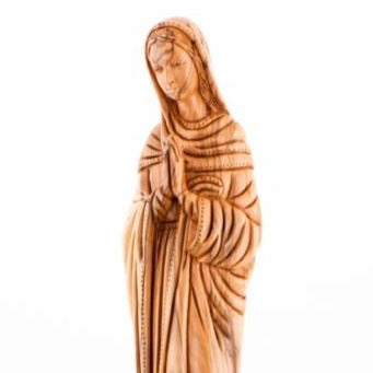 Hand Carved Olive Wood Praying Virgin Mary - Statuettes - Bethlehem Handicrafts