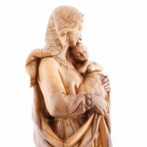 Our Blessed Mary with Her Son (Hand Carved Olive Wood) - Statuettes - Bethlehem Handicrafts