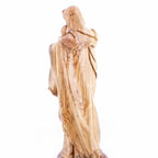 Jesus Christ statue hand carved from Bethlehem olive wood, 24 inch opposite side angle of the religious sculpture