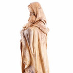 Jesus Christ statue hand carved from Bethlehem olive wood, 24 inch detail of the carved base