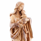 Jesus Christ statue hand carved from Bethlehem olive wood, 24 inch natural light photo of the piece