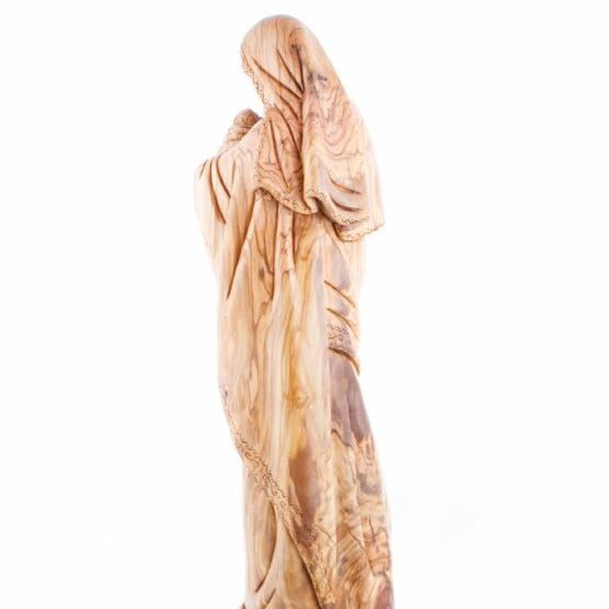 Virgin Mary olive wood statue from Bethlehem hand carved, 24.8 inch natural light photo of the piece