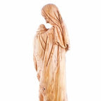 Virgin Mary olive wood statue from Bethlehem hand carved, 24.8 inch lifestyle photo on display