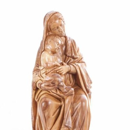 Olive Wood Virgin Mary Holding a Sleeping Baby Jesus - Statuettes - Bethlehem Handicrafts