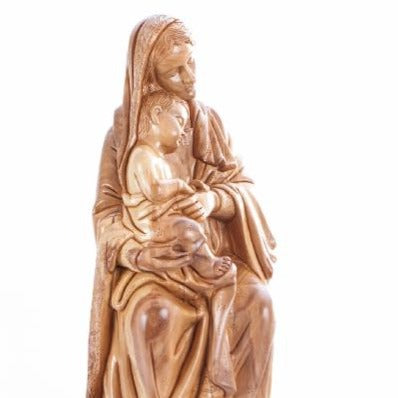 Olive Wood Virgin Mary Holding a Sleeping Baby Jesus - Statuettes - Bethlehem Handicrafts