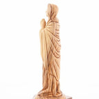 Virgin Mary olive wood statue from Bethlehem hand carved, 9.1 inch back view of the olive wood sculpture