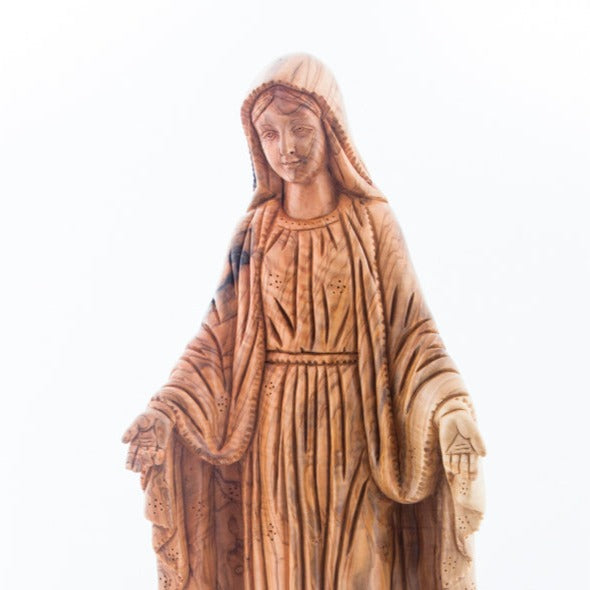 Virgin Mary, Olive Wood Carving, 16" Statue from Bethlehem
