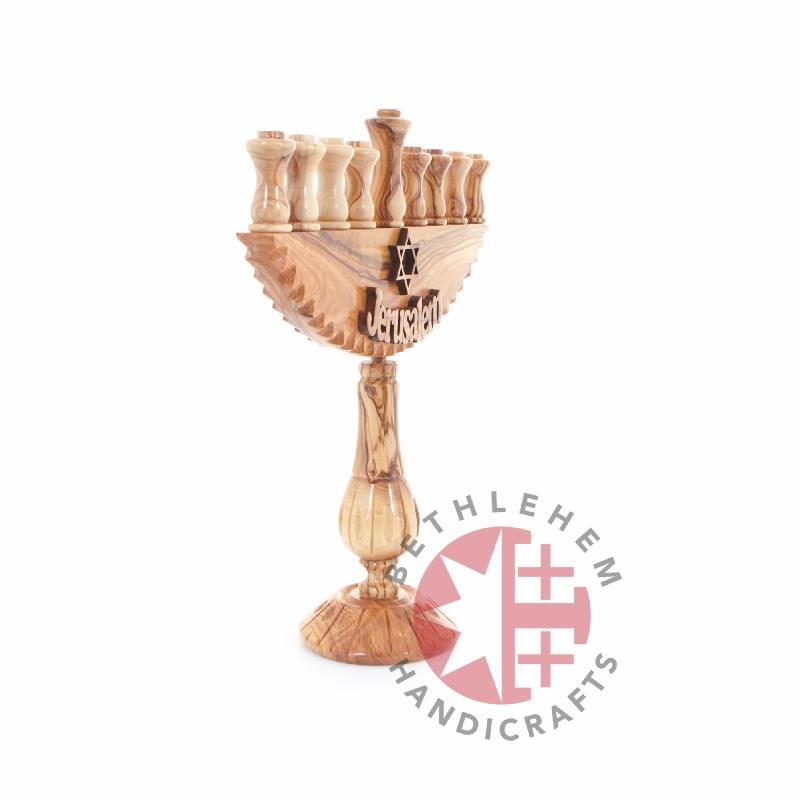 Hand Carved Olive Wood Seven-Branched Menorah - Specialty - Bethlehem Handicrafts