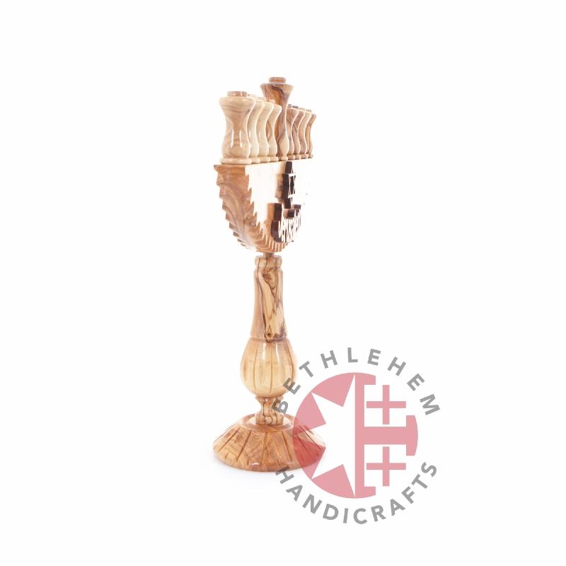 Hand Carved Olive Wood Seven-Branched Menorah - Specialty - Bethlehem Handicrafts