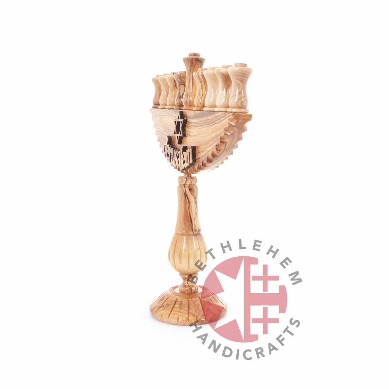 Hand Carved Olive Wood Seven-Branched Menorah - Specialty - Bethlehem Handicrafts
