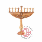 Hand Carved Olive Wood Seven-Branched Menorah - Specialty - Bethlehem Handicrafts