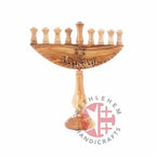 Hand Carved Olive Wood Seven-Branched Menorah - Specialty - Bethlehem Handicrafts