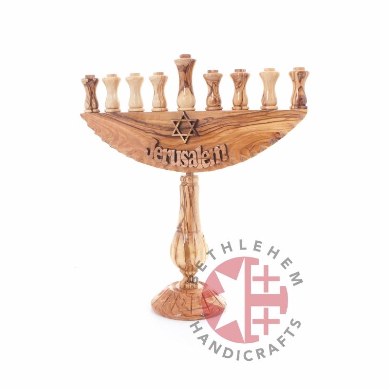 Hand Carved Olive Wood Seven-Branched Menorah - Specialty - Bethlehem Handicrafts