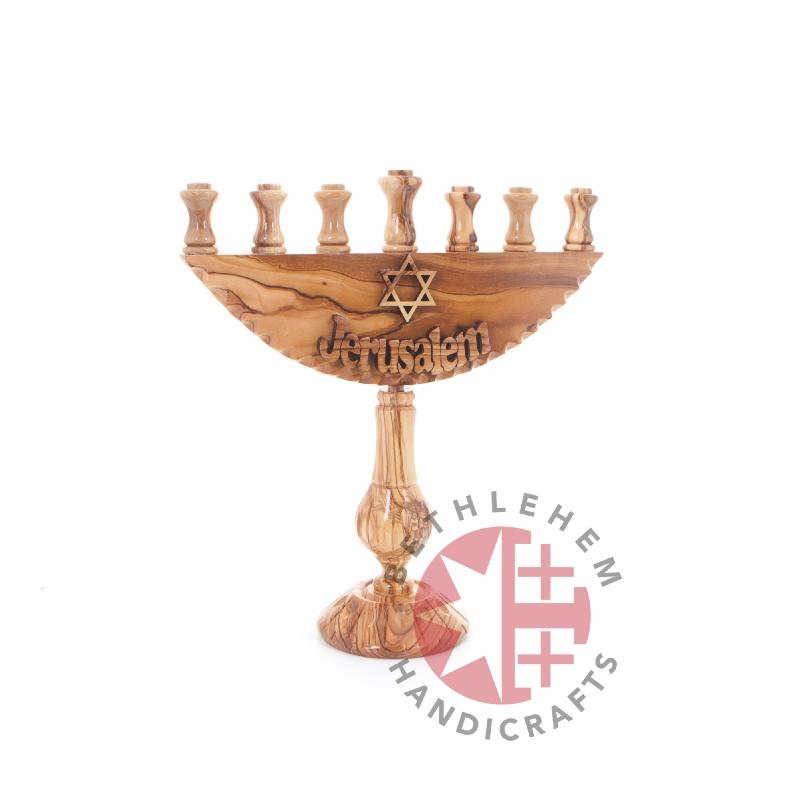 Religious gift from Bethlehem hand made in the Holy Land, side angle of the olive wood sculpture