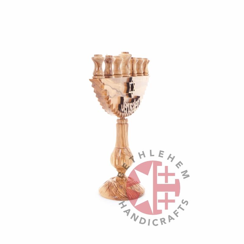 Religious gift from Bethlehem hand made in the Holy Land, back view of the olive wood sculpture